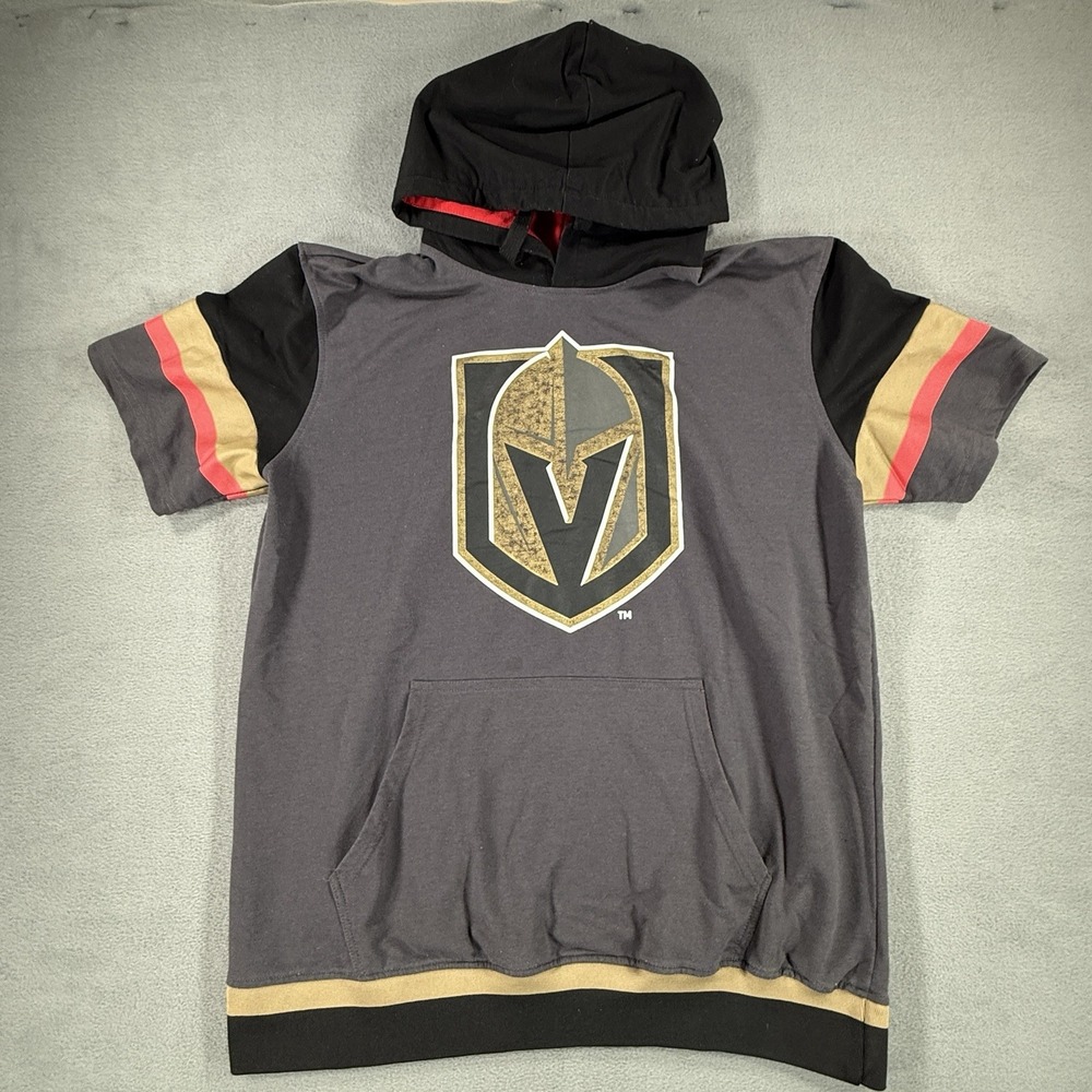 Vegas Golden Knights NHL Hockey Short Sleeve Hoodie Mens XL Something Inked Gray